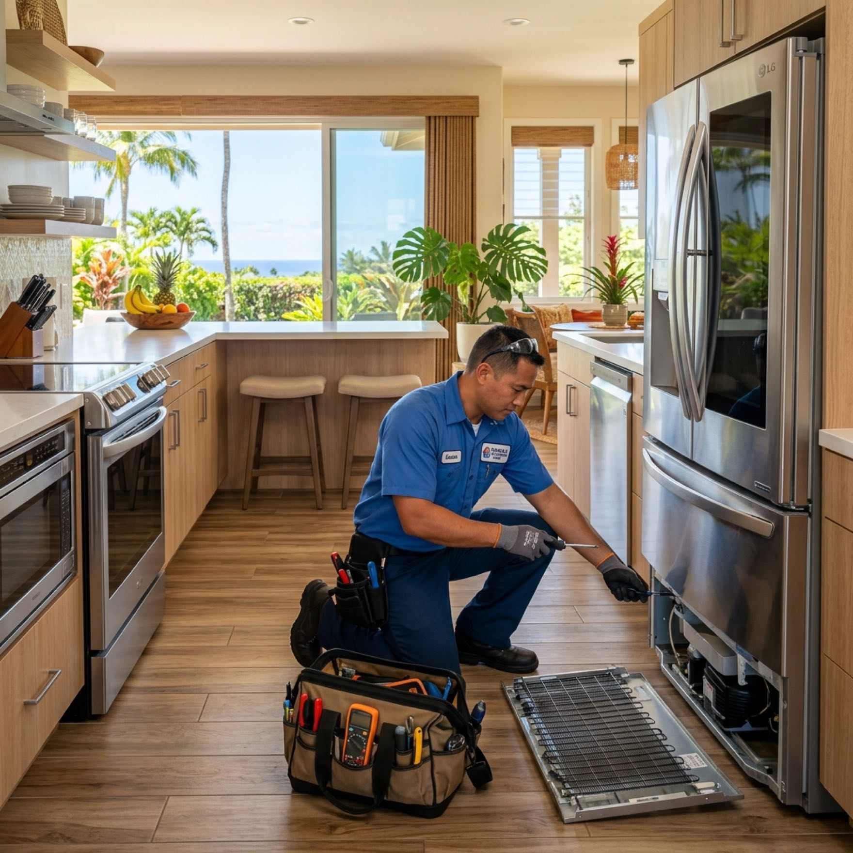 PRS CARES technician providing appliance repair in a Honolulu Hawaii home